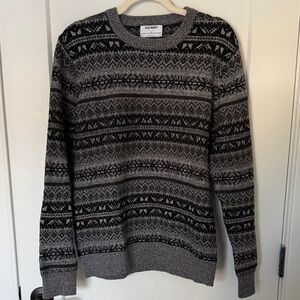 Old Navy Black and Gray Men's Crewneck Sweater